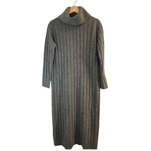 LOFT Gray Ribbed Turtleneck Long Sleeve Maxi Sweater Dress Women's XS/S